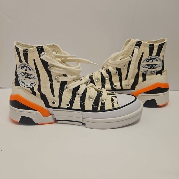 Converse CPX70 High Top Zebra Print Women’s 6.5 Black White Orange Shoes - Picture 2 of 10
